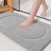 Unyqoos® Zachte Microvezel Badmat met Antislip en Hoge Waterabsorptie voor Badkamer, 40 x 60 cm, Lichtgrijs