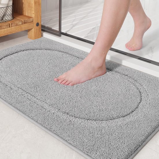 Unyqoos® Zachte Microvezel Badmat met Antislip en Hoge Waterabsorptie voor Badkamer, 40 x 60 cm, Lichtgrijs