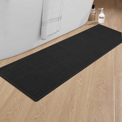 550x550-19899.jpg Unyqoos® Zwarte antislip badmat met rubberen achterkant voor veilige badkamers