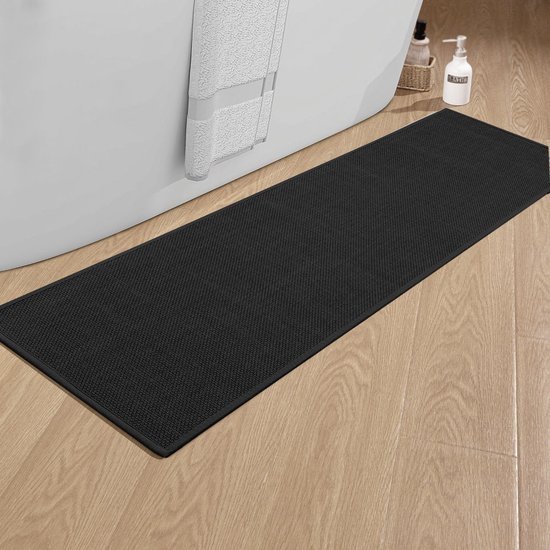 Unyqoos® Zwarte antislip badmat met rubberen achterkant voor veilige badkamers