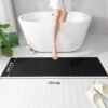 Unyqoos® Zwarte antislip badmat met rubberen achterkant voor veilige badkamers