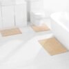 Unyqoos® Luxueuze Antislip Badmatset met Hoge Waterabsorptie en Zachte Microvezel, 3-Delige Set in Camelkleur