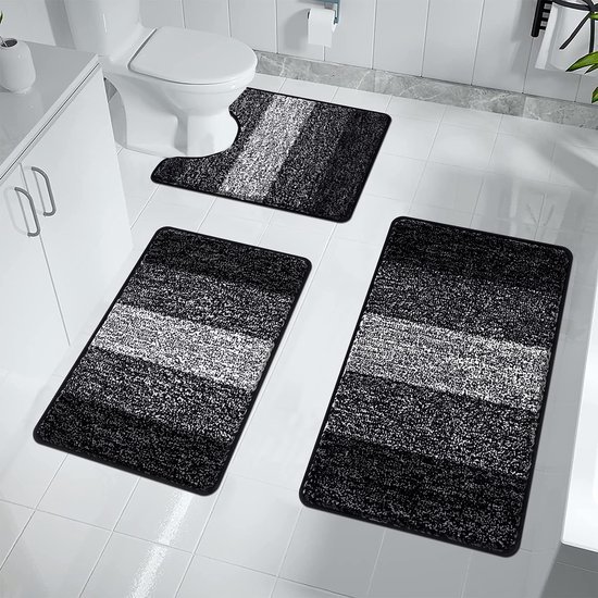 Unyqoos® Zachte en Absorberende 3-Delige Antislip Badkamermatten Set voor Slaapkamer en Badkamer