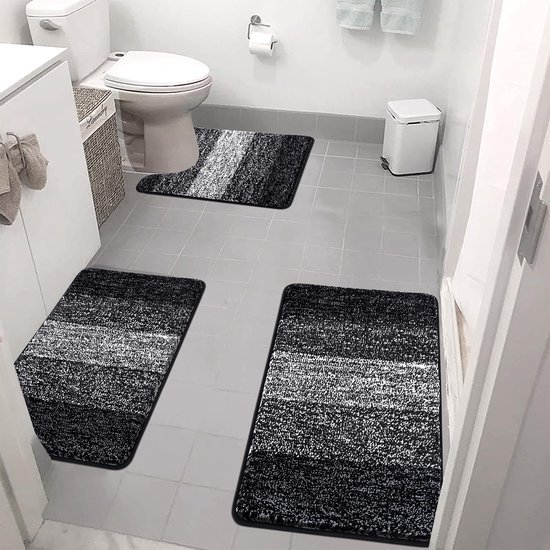 Unyqoos® Zachte en Absorberende 3-Delige Antislip Badkamermatten Set voor Slaapkamer en Badkamer