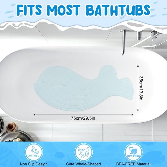 550x550-19964.jpg Unyqoos® Blauwe walvisvormige antislip badmat voor kinderen met schimmelbestendige eigenschappen