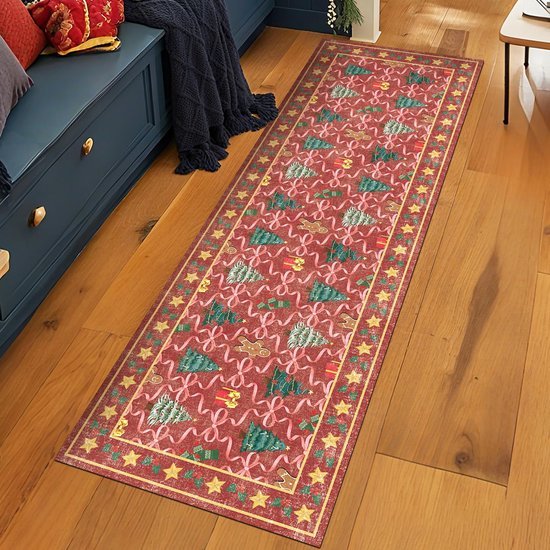 Unyqoos® 3D Antislip Kersttapijt voor Keuken en Hal met Machinewasbare Functie