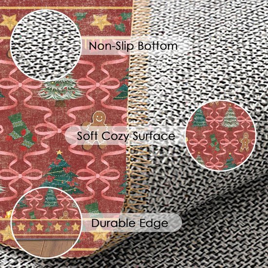 Unyqoos® 3D Antislip Kersttapijt voor Keuken en Hal met Machinewasbare Functie