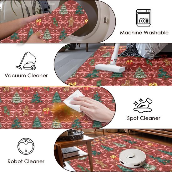 Unyqoos® 3D Antislip Kersttapijt voor Keuken en Hal met Machinewasbare Functie
