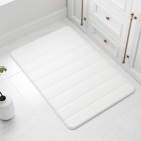 550x550-20000.jpg Unyqoos® Ultrazachte witte badmat van traagschuim met antislip en snelle absorptie