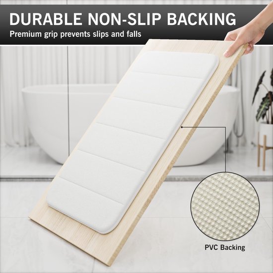 550x550-20001.jpg Unyqoos® Ultrazachte witte badmat van traagschuim met antislip en snelle absorptie