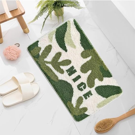 550x550-20051.jpg Unyqoos® Binnenruimte Antislip Bademat met Groen Blad Ontwerp Wasbaar en Zacht 50x80cm