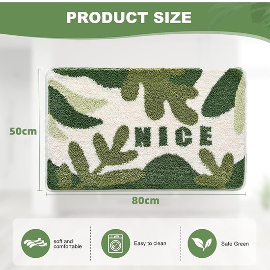 550x550-20054.jpg Unyqoos® Binnenruimte Antislip Bademat met Groen Blad Ontwerp Wasbaar en Zacht 50x80cm