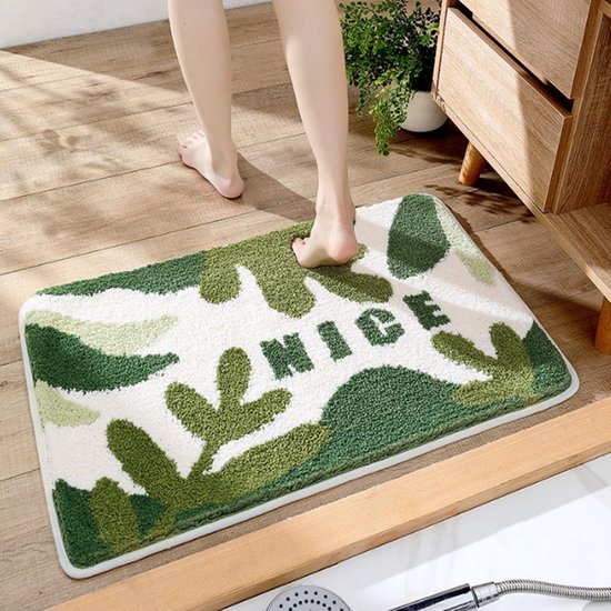 550x550-20055.jpg Unyqoos® Binnenruimte Antislip Bademat met Groen Blad Ontwerp Wasbaar en Zacht 50x80cm