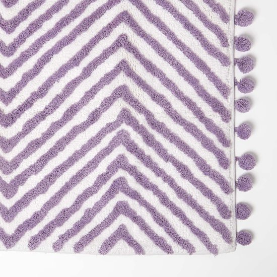 550x550-20109.jpg Unyqoos® Stijlvolle lila badmat met zigzagpatroon en speelse pompons