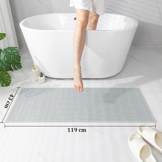 Unyqoos® Ultradunne Antislip Badkamermat met Rubberen Achterkant en Sneldrogend Ontwerp, 43 x 120 cm