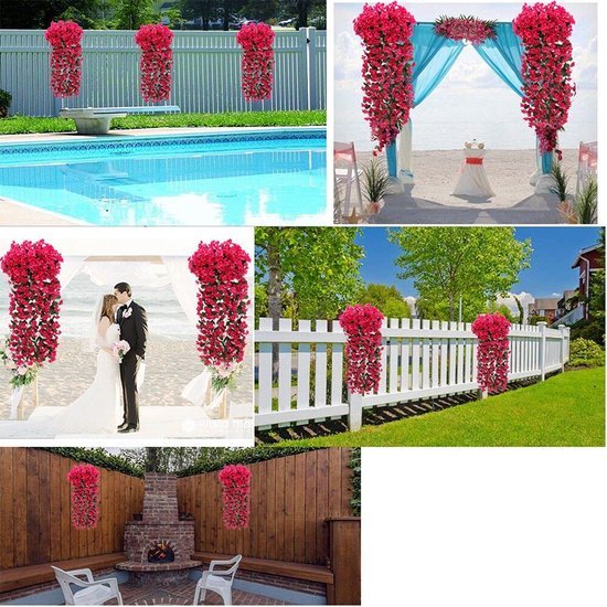 Unyqoos ® Levende Bloemrijke Slinger voor Binnen en Buiten Decoratie - Set van 2 Stuks in Rood