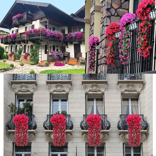 Unyqoos ® Levende Bloemrijke Slinger voor Binnen en Buiten Decoratie - Set van 2 Stuks in Rood