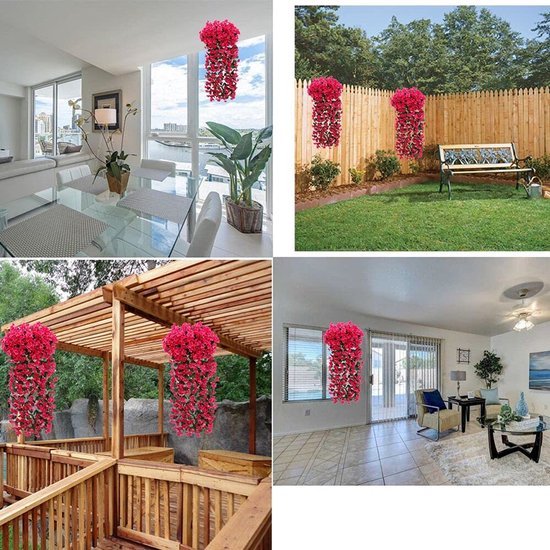 Unyqoos ® Levende Bloemrijke Slinger voor Binnen en Buiten Decoratie - Set van 2 Stuks in Rood