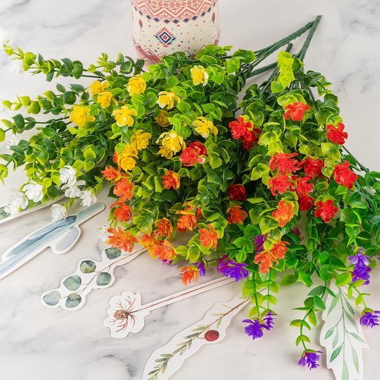 Unyqoos ® Kleurrijke Weerbestendige Kunstbloemenbundels voor Buiten en Binnen Decoratie