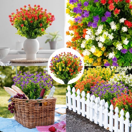 Unyqoos ® Kleurrijke Weerbestendige Kunstbloemenbundels voor Buiten en Binnen Decoratie