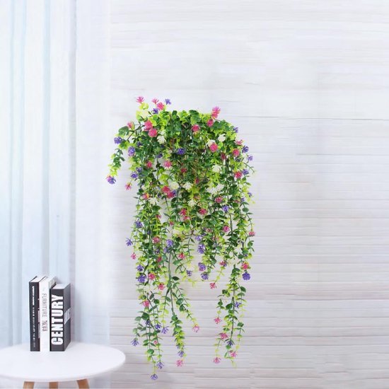 Unyqoos ® Decoratieve Set van 3 Kleurrijke Kunsthangplanten voor Binnen en Buiten - 80 cm