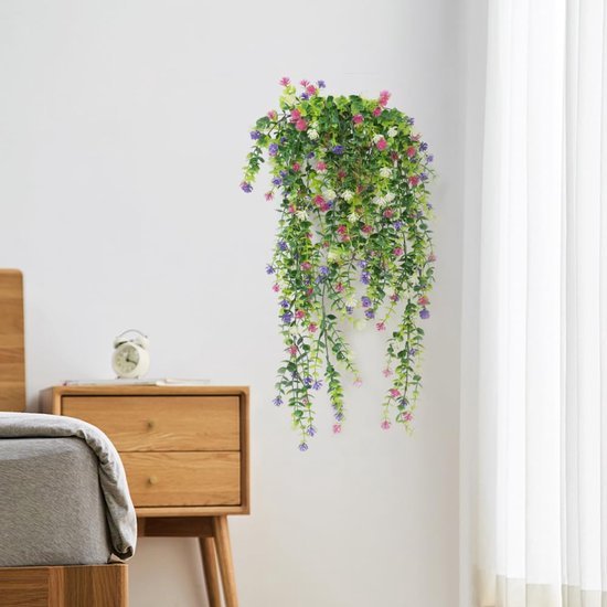 Unyqoos ® Decoratieve Set van 3 Kleurrijke Kunsthangplanten voor Binnen en Buiten - 80 cm