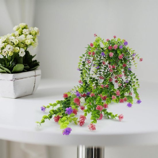 Unyqoos ® Decoratieve Set van 3 Kleurrijke Kunsthangplanten voor Binnen en Buiten - 80 cm