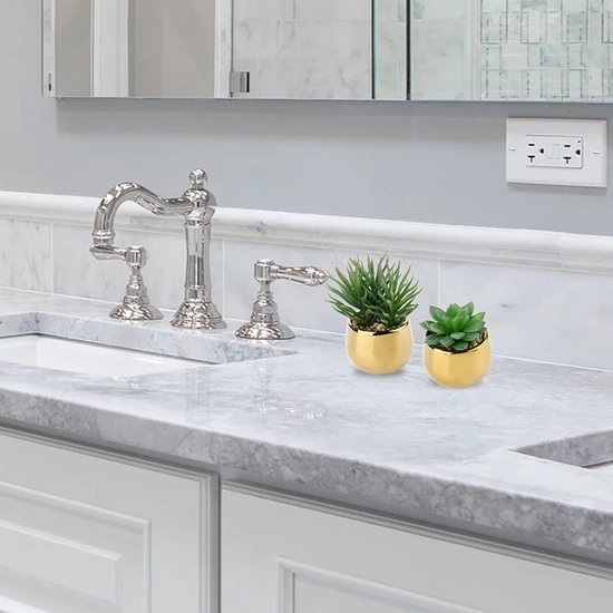 Unyqoos ® Set van Drie Realistische Vetplanten in Keramische Potten voor Elk Interieur