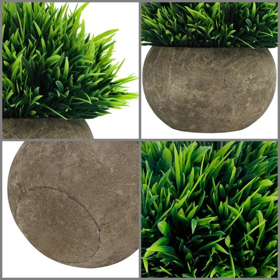 Unyqoos ® Set van 2 Realistische Miniatuur Kamerplanten in Decoratieve Grijze Potten