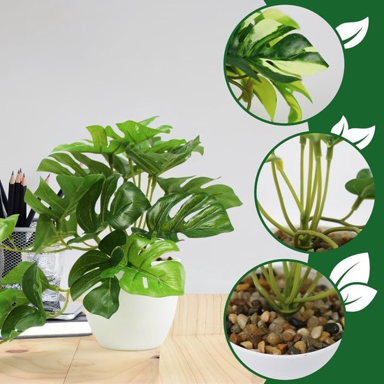 Unyqoos ® Levensechte Monstera Kunstplanten Set van 3 voor Binnen- en Buitendecoratie