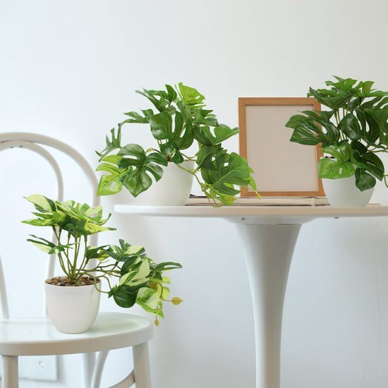 Unyqoos ® Levensechte Monstera Kunstplanten Set van 3 voor Binnen- en Buitendecoratie