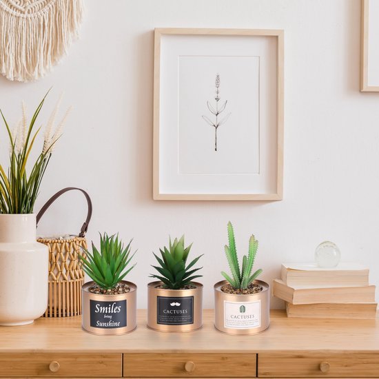 Unyqoos ® Stijlvolle Set van 3 Moderne Kunstplanten in Decoratieve Potten voor Elk Interieur
