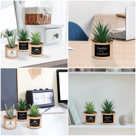 Unyqoos ® Stijlvolle Set van 3 Moderne Kunstplanten in Decoratieve Potten voor Elk Interieur