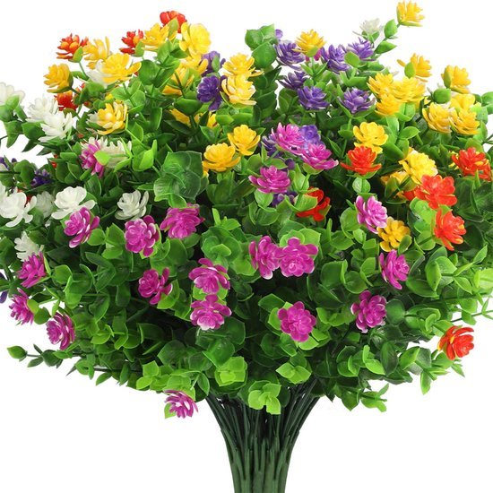 Unyqoos ® Levendige Kunstbloemen Bundel voor Binnen- en Buitendecoratie in Diverse Kleuren