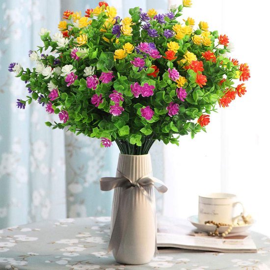 Unyqoos ® Levendige Kunstbloemen Bundel voor Binnen- en Buitendecoratie in Diverse Kleuren