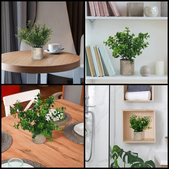 Unyqoos ® Set van Drie Realistische Miniatuur Groene Planten in Decoratieve Potten voor Huis en Kantoor