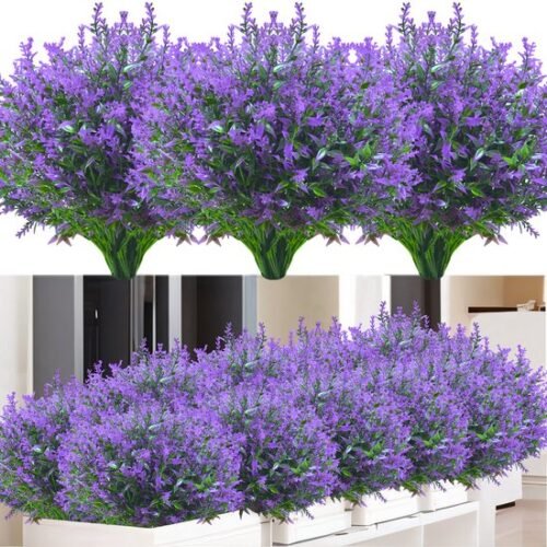 Unyqoos ® Realistische Kunstbloemen Set voor Buiten en Binnen - 12 Bundels Weerbestendige Lavendel Bloemen
