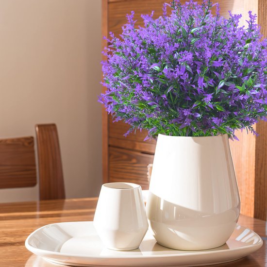 Unyqoos ® Realistische Kunstbloemen Set voor Buiten en Binnen - 12 Bundels Weerbestendige Lavendel Bloemen