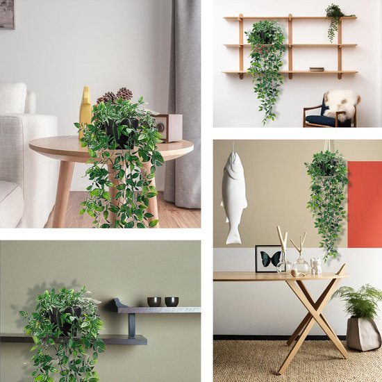 Unyqoos ® Realistisch ogende hangende decoratieve planten met pot voor interieurontwerp, 2 stuks, 85 cm, veelzijdige decoratie
