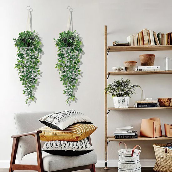 Unyqoos ® Realistisch ogende hangende decoratieve planten met pot voor interieurontwerp, 2 stuks, 85 cm, veelzijdige decoratie