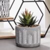 Unyqoos ® Moderne Set van 3 Geometrische Kunstplanten met Metalen en Houten Stand voor Woondecoratie