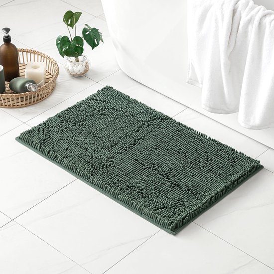 550x550-20486.jpg Unyqoos® Chenille Badmat 40 x 60 cm Antislip en Absorberend in Matchagroen voor Badkamercomfort