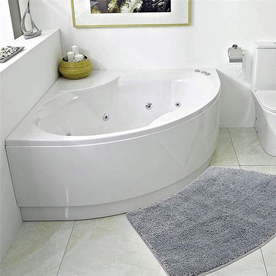 Unyqoos® Halfronde antraciet badmat voor hoekdouche met antislip en wasbare microvezel