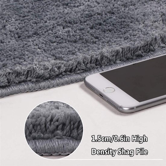 Unyqoos® Halfronde antraciet badmat voor hoekdouche met antislip en wasbare microvezel