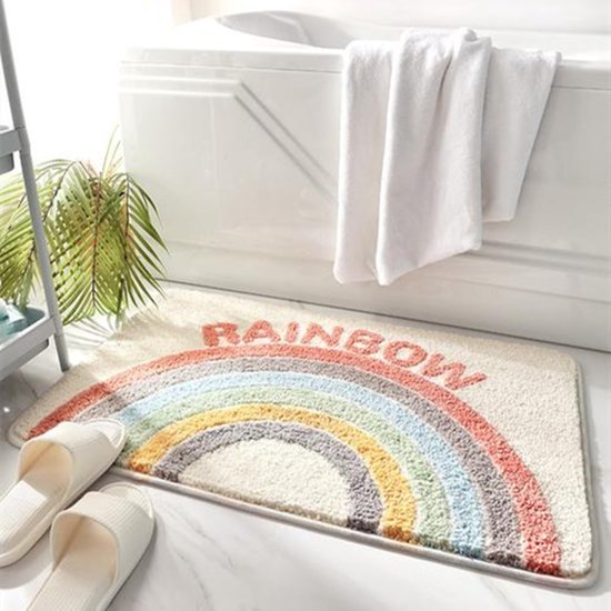 550x550-20507.jpg Unyqoos® Binnen- en Buitenhuis Antislip Bademat van Zachte Microvezel met Regenboogmotief - 50x80cm