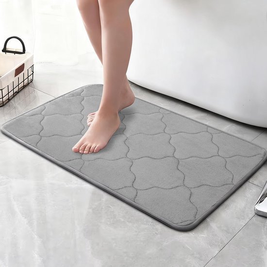 Unyqoos® Grijze badmat van memoryfoam 40x60 cm voor diverse ruimtes in huis
