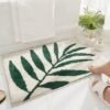 Unyqoos® Luxueuze en absorberende badmat met botanisch patroon voor badkamer en slaapkamer 45 x 65 cm
