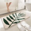 Unyqoos® Luxueuze en absorberende badmat met botanisch patroon voor badkamer en slaapkamer 45 x 65 cm