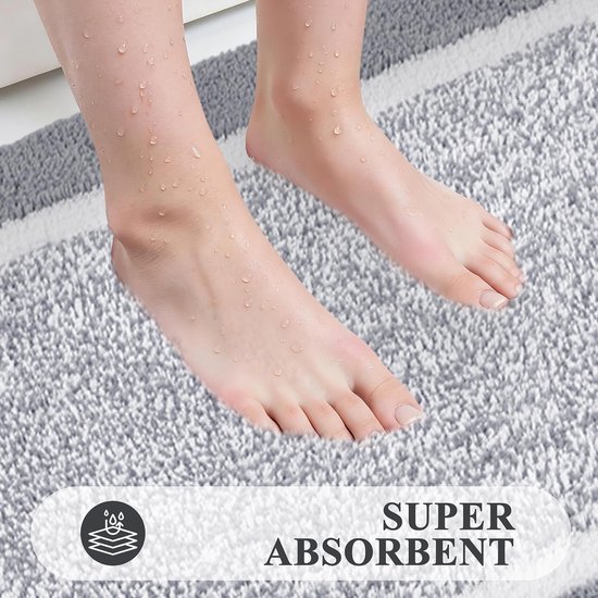 550x550-20571.jpg Unyqoos® Zachte antislip badmat voor badkamer en toilet in lichtgrijs 60x90 cm