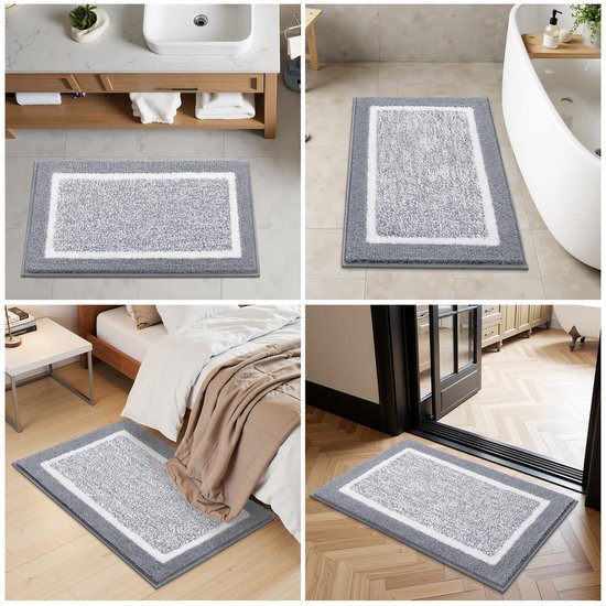 550x550-20572.jpg Unyqoos® Zachte antislip badmat voor badkamer en toilet in lichtgrijs 60x90 cm